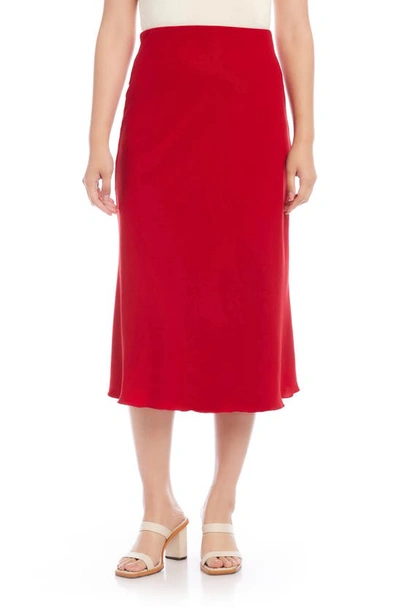 Karen Kane Bias Cut Midi Skirt In Red