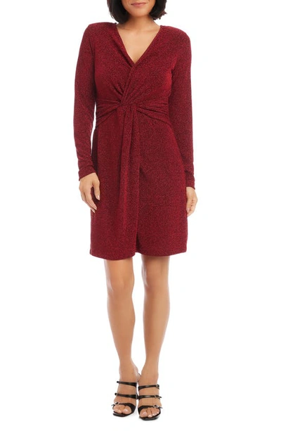 Karen Kane Twist Front Long Sleeve Sheath Dress In Red