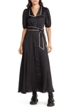 THE GREAT THE MELODY BELTED PUFF SLEEVE MAXI DRESS