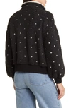 The Great The Blackbird Floral Embroidery High Pile Fleece Jacket In Blk Cream Floral Embroidery