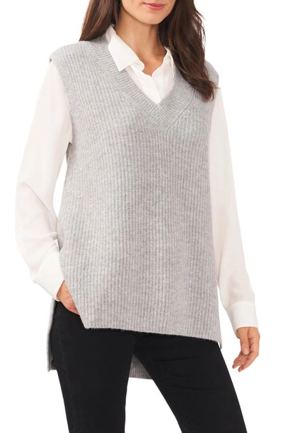 Vince Camuto Shaker Stitch Jumper Waistcoat In Silver Heather Grey