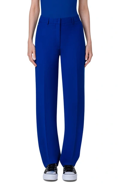 Akris Meghan Mid-rise Straight-leg Cotton Silk Double Face Pants In Ink