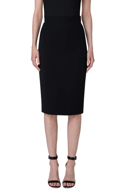 Akris Wool Double-face Midi Pencil Skirt In Black