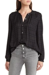 Rails Eloise Plaid Button-front Shirt In Onyx Lurex