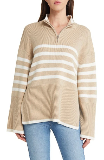 Rails Tessa Striped Zip Sweater In Sand Stripe