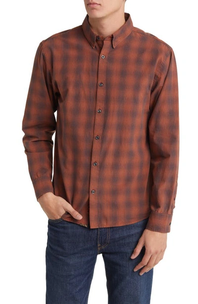 Billy Reid Tuscumbia Shadow Plaid Regular Fit Cotton Button-up Shirt In Brown