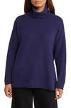 Eileen Fisher Drop-shoulder Cashmere-blend Turtleneck In Venus Blue
