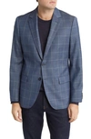 Daniel Hechter Windowpane Check Wool Blazer In Blue