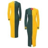 STAUD STAUD GREEN/GOLD GREEN BAY PACKERS SHOKO KNIT BUTTON-UP SWEATER DRESS