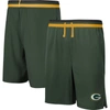 OUTERSTUFF GREEN GREEN BAY PACKERS COOL DOWN TRI-COLOR ELASTIC TRAINING SHORTS