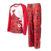 CONCEPTS SPORT CONCEPTS SPORT RED WISCONSIN BADGERS TINSEL UGLY SWEATER LONG SLEEVE T-SHIRT & PANTS SLEEP SET