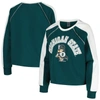 GAMEDAY COUTURE GAMEDAY COUTURE GREEN MICHIGAN STATE SPARTANS BLINDSIDE RAGLAN CROPPED PULLOVER SWEATSHIRT
