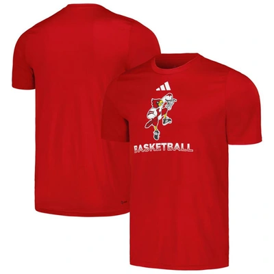 Adidas Originals Adidas  Red Louisville Cardinals Fadeaway Basketball Pregame Aeroready T-shirt