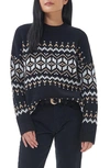 Barbour Cleaver Fair Isle Wool Blend Sweater In Black Multi