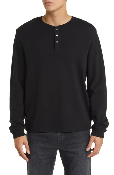 Frame Duo Fold Long Sleeve Henley In Black