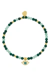 Estella Bartlett Beaded Evil Eye Stretch Bracelet In Gold/green