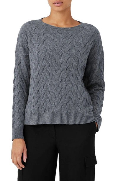 EILEEN FISHER CREWNECK BOXY ORGANIC COTTON & RECYCLED CASHMERE SWEATER