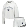 Concepts Sport Women's  White Dallas Cowboys Fluffy Pullover Sweatshirt And Shorts Sleep Set In White