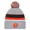 New Era Heather Gray Cleveland Browns Cuffed Knit Hat With Pom In Heather Gray