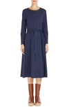 WEEKEND MAX MARA CURVATO BELTED LONG SLEEVE JERSEY DRESS