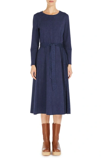 Weekend Max Mara Belted Curvato Midi Dress In Navy