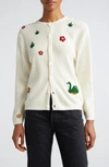 Bode Embroidered-design Crew-neck Cardigan In Cream