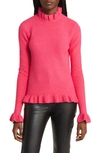 Ted Baker Womens Brt-pink Pippalee Frill-detail Knitted Jumper In Bright Pink
