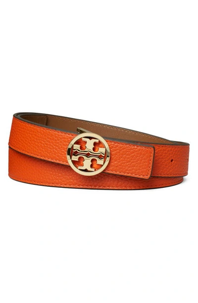 Tory Burch Miller Logo Reversible Leather Belt In Pomander  display picture 1