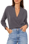1.state Cross Front Long Sleeve Sweater In Medium Heather Grey
