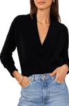 1.state Cross Front Long Sleeve Sweater In Rich Black