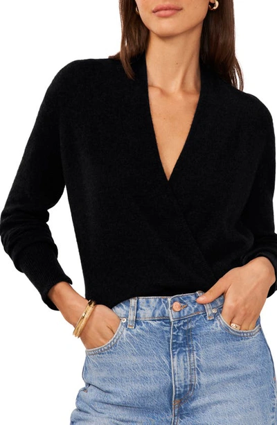 1.state Cross Front Long Sleeve Sweater In Rich Black