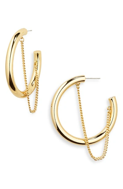 Demarson Miley Hoop And Chain Earrings In 12k Shiny Gold