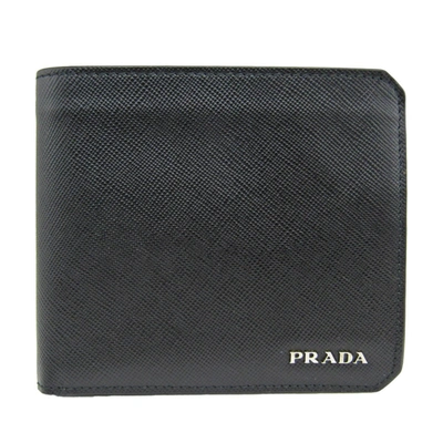 Prada 十字纹皮质钱包 In Black