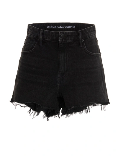 Alexander Wang Bite Shorts In Black Denim In Grey