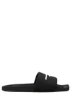 ALEXANDER WANG LOGO BAND NYLON SLIDERS SANDALS BLACK