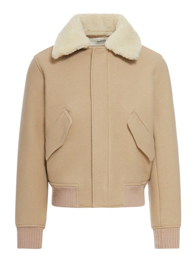 Ami Alexandre Mattiussi Shearling Collar Jacket In Nude & Neutrals