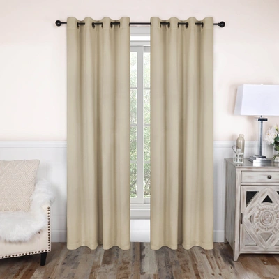 Superior Thermal Insulated Solid Blackout Curtain Panel Set With Grommet Topper