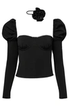 Weworewhat Long Sleeve Corset Top In Black