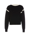 Saint Laurent Bi-colour Knitted Jumper In Black
