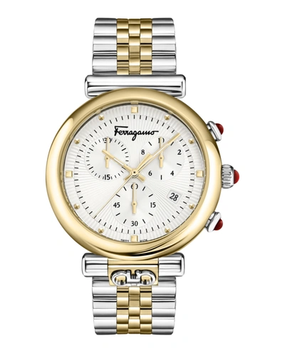 Ferragamo Salvatore  Women's Swiss Chronograph Ora Two-tone Stainless Steel Bracelet Watch 40mm In Two Tone