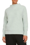 Vince Marled Funnel Neck Wool Blend Sweater In Heather Mint Glass