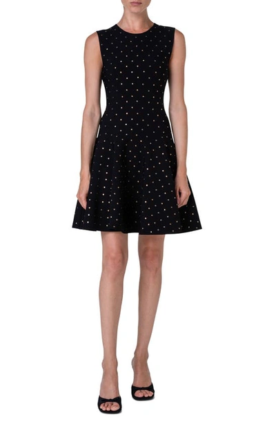 AKRIS PUNTO STUD DETAIL SLEEVELESS FIT & FLARE DRESS