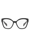 Prada 56mm Square Optical Glasses In Black