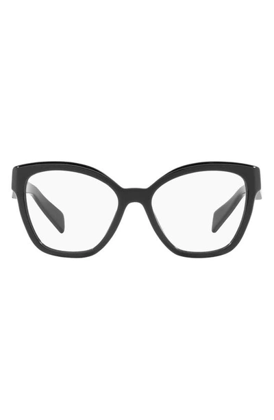 Prada 56mm Square Optical Glasses In Black