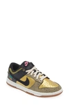 Nike Dunk Low Premium Basketball Sneaker In Black/ Khaki/ Gold/ Medium Ash