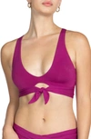 Robin Piccone Ava Knot Front Bikini Top In Acai