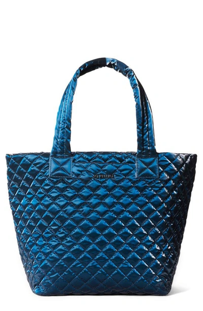 Mz Wallace Metro Deluxe Medium Metallic Tote Bag In Navy