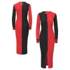STAUD STAUD BLACK/RED ATLANTA FALCONS SHOKO KNIT BUTTON-UP SWEATER DRESS