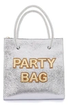 Sophia Webster Mini Party Metallic Leather Tote Bag In Silver