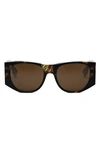 Fendi Baguette Logo Acetate Oval Sunglasses In Havana / Brown